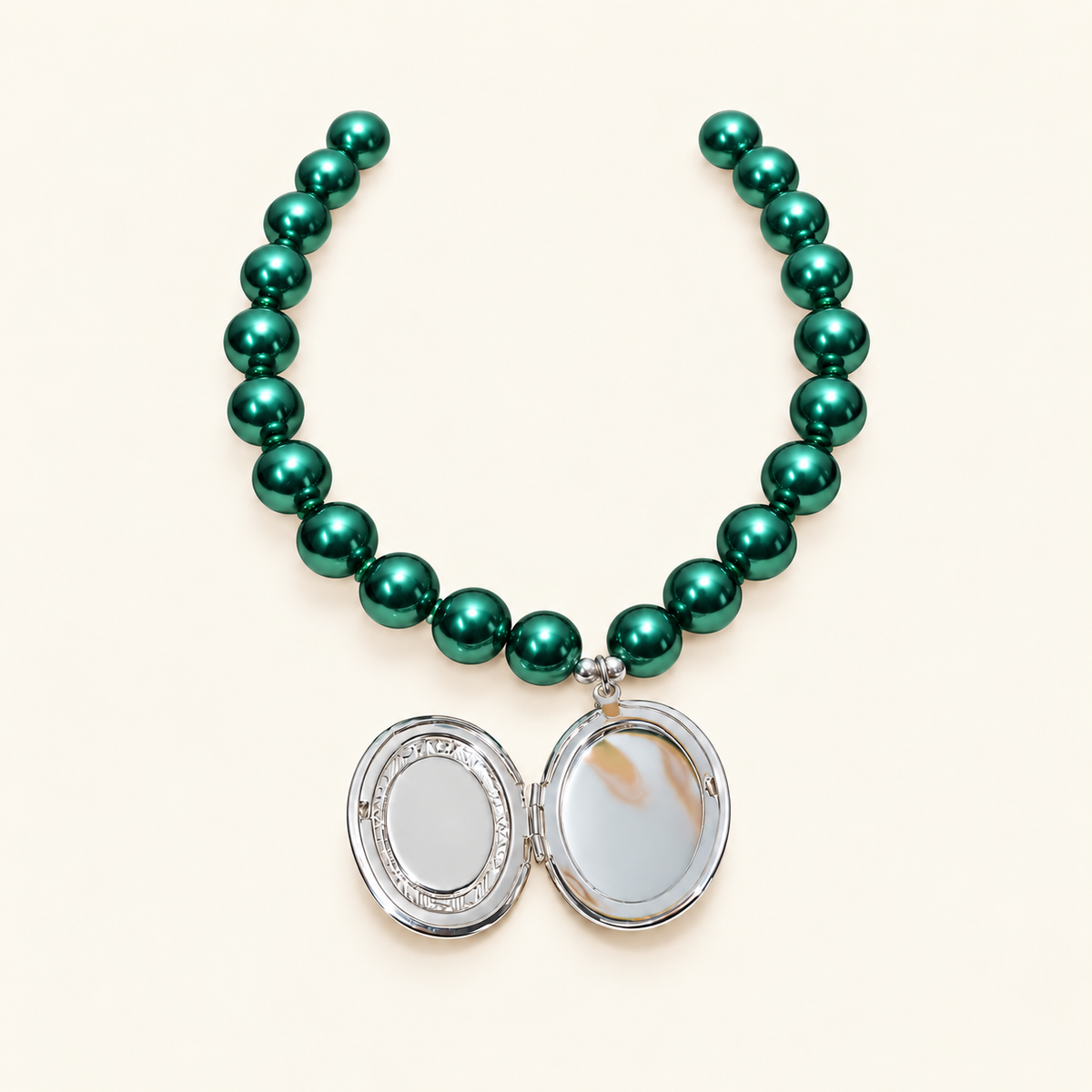 Emerald Mirror Locket Necklace