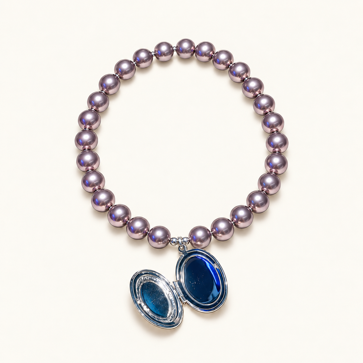 Amethyst Mirror Locket Necklace